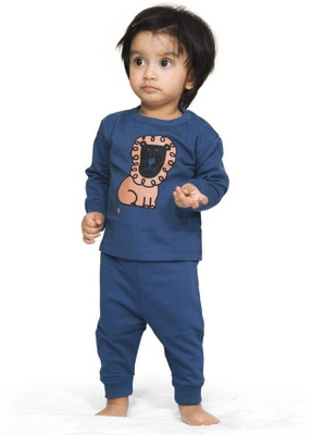 Ariel Baby Boys & Baby Girls Casual T-shirt Pant(Deep Blue)