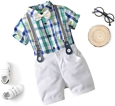 VRUKSHMANI Boys Party(Festive) Shirt Shorts(GREEN)