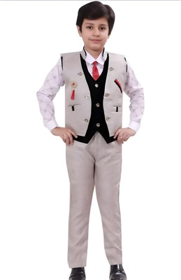 GUPTAECOMMERCE Boys Party(Festive) Waistcoat Bodysuit(GREY)