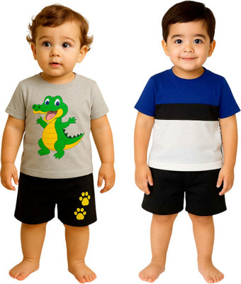 SEGRO Baby Boys & Baby Girls Casual T-shirt Shorts(GREY, ROYAL)