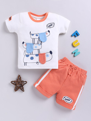 Mom's Love Baby Boys Casual T-shirt Shorts(ORANGE)