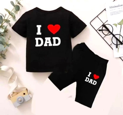 MUCARE Baby Boys & Baby Girls Casual T-shirt Shorts(Black I Love Dad Print)