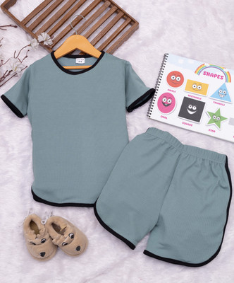 KRIVA Boys & Girls Casual T-shirt Shorts(MINT)