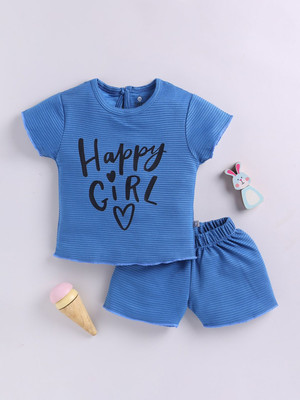 YK X Tinyo Girls Casual Top Shorts(Blue)