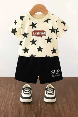 SRP COLLECTION Baby Boys & Baby Girls Casual T-shirt Shorts(Beige Black)