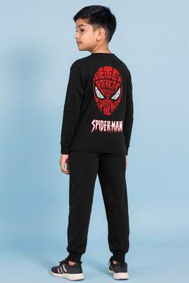 YK Marvel Boys Spiderman Casual T-shirt Track Pants(Black)