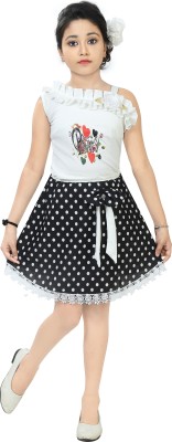 Red Cherry Girls Party(Festive) Top Skirt(Multicolor)