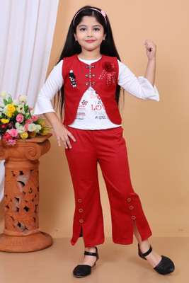 RJC Girls Party(Festive) Top Pant(Red)