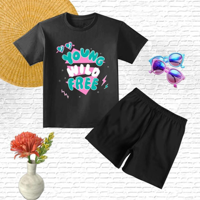 DODODEEKIDS COLLECTION Baby Boys & Baby Girls Casual T-shirt Shorts(black1)