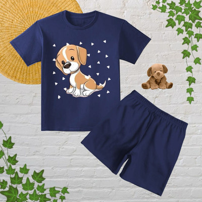 psv fashion Baby Boys & Baby Girls Casual T-shirt Shorts(Navy1)