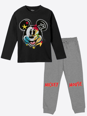 YK Disney Boys & Girls Mickey Casual T-shirt Jegging(Black)