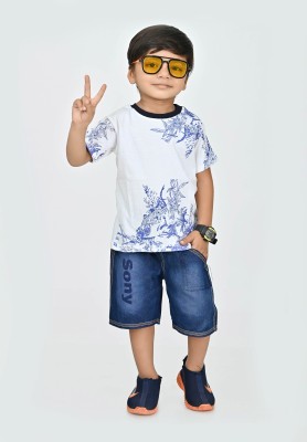 NFC CREATION Boys Casual T-shirt Shorts(WHITE)