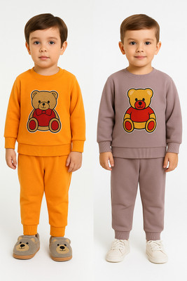 FASHIONCARNIVEL Baby Boys & Baby Girls Casual Sweatshirt Sweatpant(Orange, Pink)