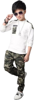 aadhya Boys Ben 10 Party(Festive) Track Pants T-shirt(White)