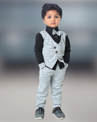 Fabizza Baby Boys Party(Festive) Waistcoat Pant(White)