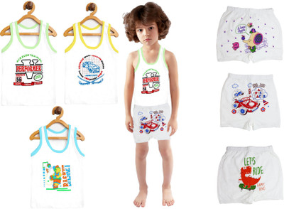 Yuneek Baby Boys & Baby Girls Casual Vest Shorts(White Strip combo 6)