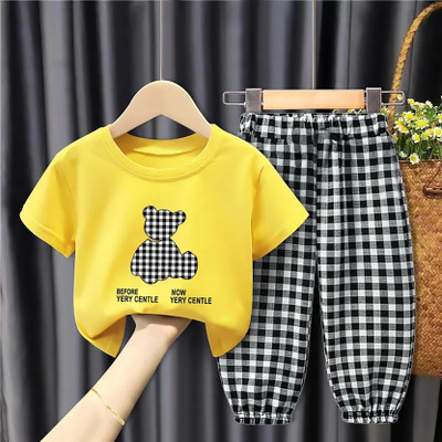 AALEKH Baby Boys & Baby Girls Casual T-shirt Pant(YELLOW)