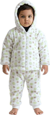 Alishba Baby Boys & Baby Girls Casual Sweater Sweatpant(Multicolour (Green Beige & White))