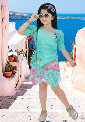 Inndiana Girls Casual Dress Top, Skirt, Shorts(SEA GREEN, MINT GREEN, CORAL GREEN)
