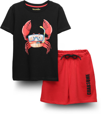 Spunkies Boys Casual T-shirt Pant(BLACK)