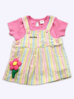 BABY'S DAY Baby Girls Casual Top Dungaree(Pink)
