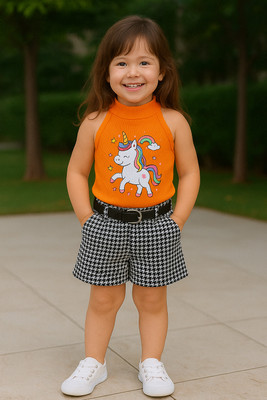 Ramiaaz Baby Girls Party(Festive) Top Shorts(Orange)