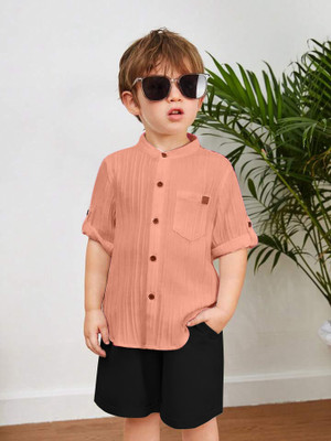 Nelkar Baby Boys & Baby Girls Casual Shirt Shorts(ORANGE)