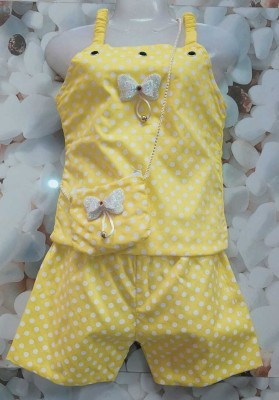 NAINUR SALMA DRESSES Girls Casual Top Shorts(Yellow)