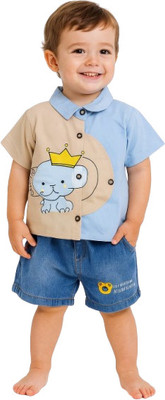 MiniMighty Baby Boys Casual T-shirt Shorts(BLUE)