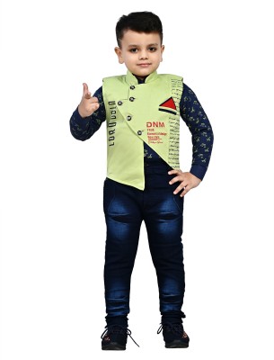 HPN CLOTHING Boys Party(Festive) Jacket Jeans(Green)