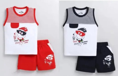 M M NAJRIN FASHION Baby Boys Party(Festive) T-shirt Shorts(Multicolor)