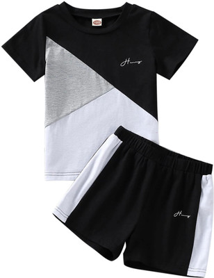 KEESOR Boys & Girls Casual T-shirt Shorts(GREY)