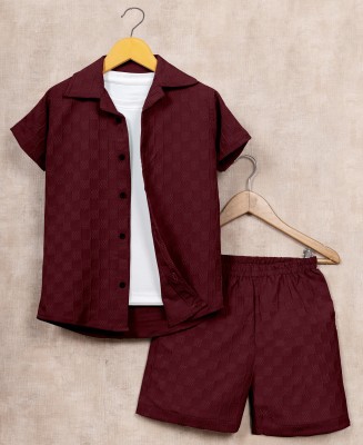 misha enterprise Boys Party(Festive) Shirt Shorts(Maroon)