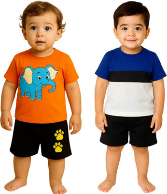 SEGRO Baby Boys & Baby Girls Casual T-shirt Shorts(ORANGE, ROYAL)