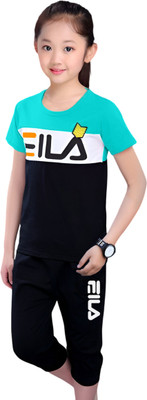 DRUZZEE Boys & Girls Casual T-shirt Pant(Tlight)