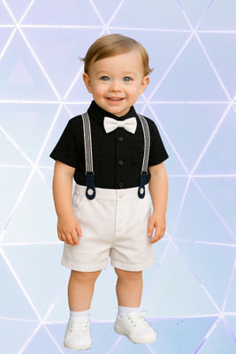 Jhrey creation Boys Party(Festive) Shirt Shorts(BLACK)