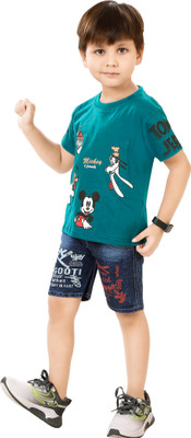 ACTLIVE Baby Boys Casual T-shirt Shorts(blue mickey)