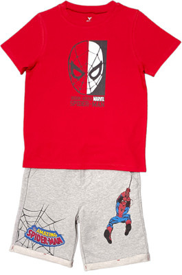 EXPLUSS Boys Casual T-shirt Track Pants(RED, GREY)