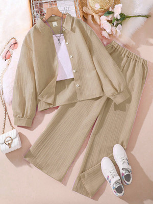 kastbhanjan Girls Casual Top Pant(CREAM)