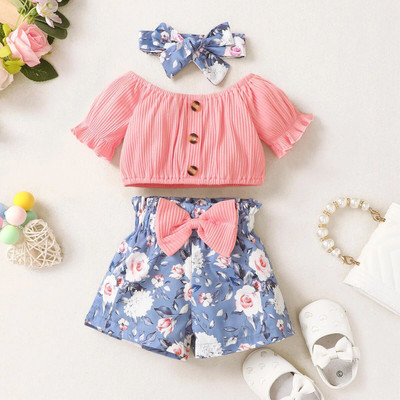 AVOVU Baby Girls Casual Top Top, Shorts(PITCH)