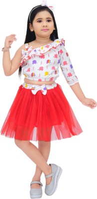 Rajkamal Dresses Baby Girls Party(Festive) Top Skirt(Red)
