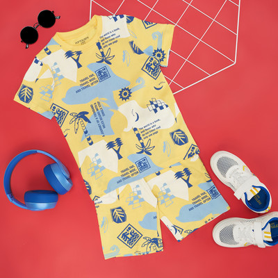 Pantaloons Junior Boys Casual T-shirt Shorts(GOLDFINCH)