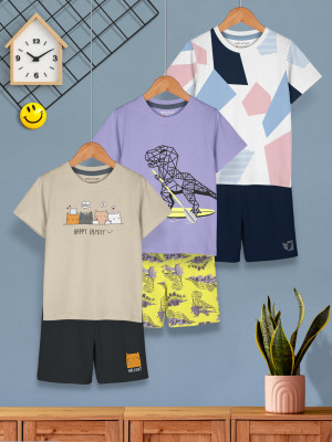 Hellcat Boys Casual T-shirt Shorts(Beige2/Lavender2/White2)