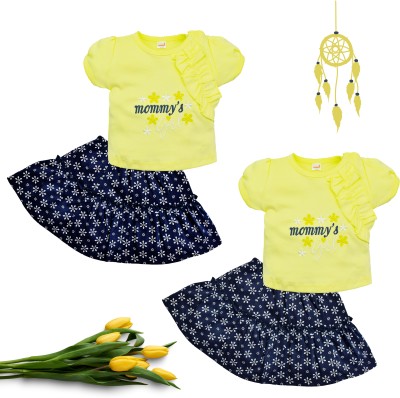 Zeetap Baby Girls Casual Dress Top, Skirt(Yellow)