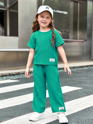 PAGHDAL BROTHERS Girls Casual T-shirt Pant(Teal)