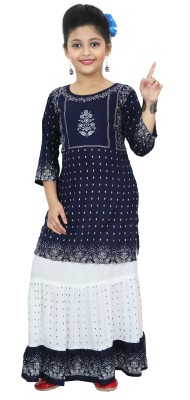 Chandrika Girls Party(Festive) Top Skirt(NAVYBLUE)