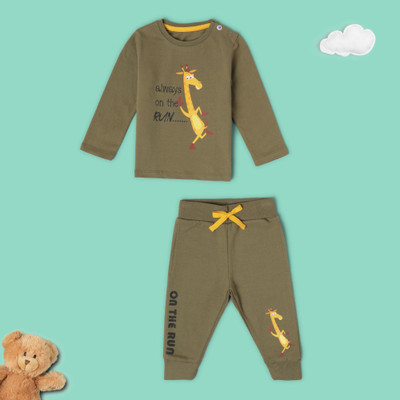 BabiesRus Baby Girls Casual Sweatshirt Track Pants(Brown)