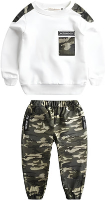 JIG AND JOG Boys Casual T-shirt Pant(White)