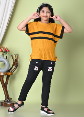 DREAMG Baby Girls Casual Top Jegging(ORANGE)