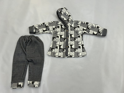 ZOTOFLY Baby Girls Party(Festive) Jacket Pant(Grey)